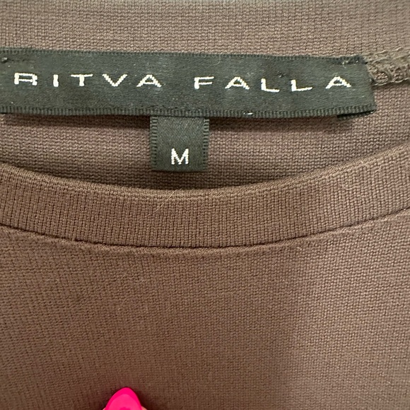 Ritva Falla Finnish design, brown three-quarter sleeve shift dress. - Picture 2 of 6